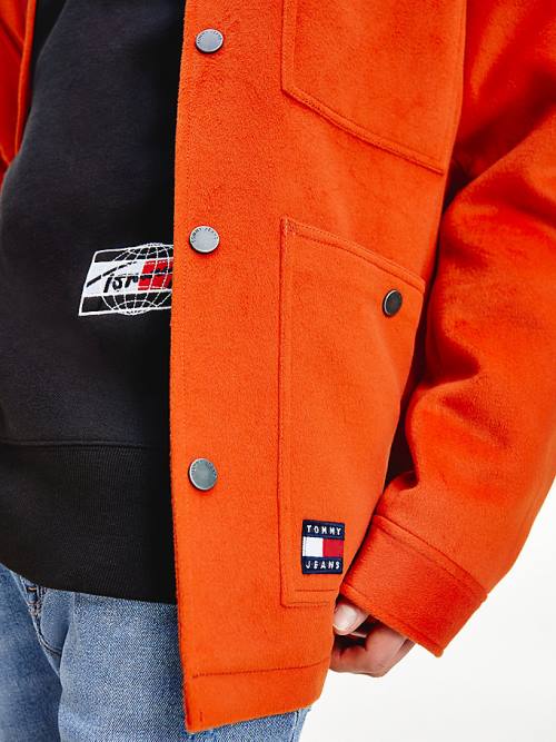 Tommy Hilfiger Stretch Moleskin Worker Ceket Erkek Kırmızı | TH216DMF