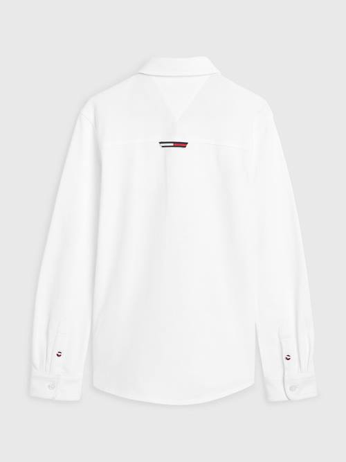 Tommy Hilfiger Stretch Organic Pamuklu Pique Gömlek Erkek Çocuk Beyaz | TH402PWX