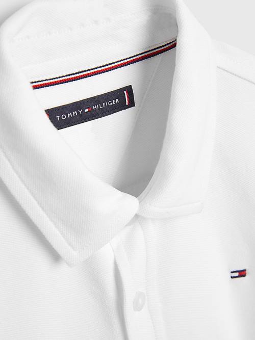 Tommy Hilfiger Stretch Organic Pamuklu Pique Gömlek Erkek Çocuk Beyaz | TH402PWX