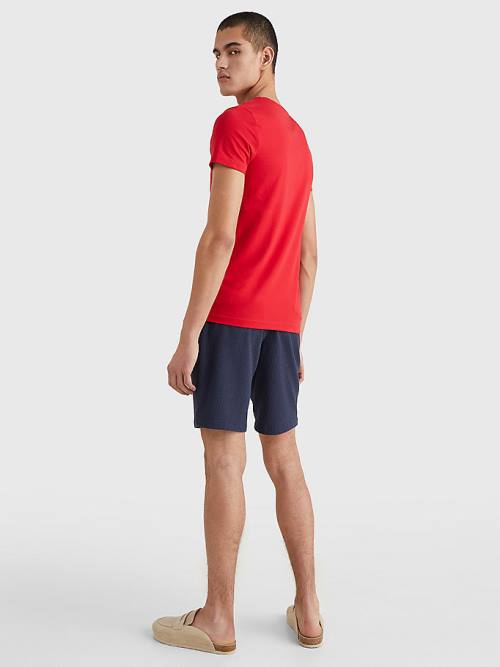 Tommy Hilfiger Stretch Organic Pamuklu Slim Fit Tişört Erkek Kırmızı | TH138OBJ