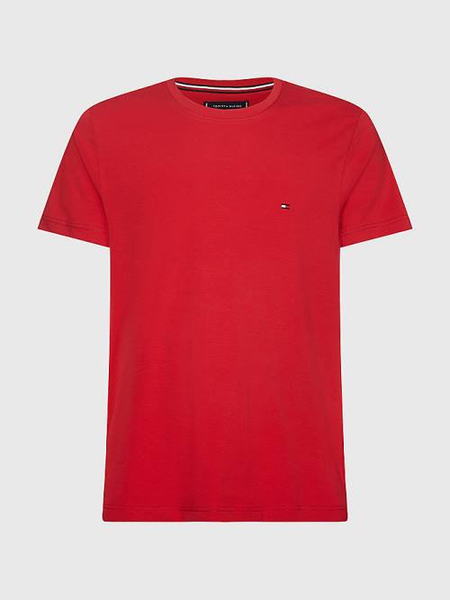 Tommy Hilfiger Stretch Organic Pamuklu Slim Fit Tişört Erkek Kırmızı | TH138OBJ