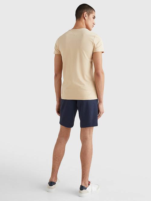 Tommy Hilfiger Stretch Organic Pamuklu Slim Fit Tişört Erkek Bej Rengi | TH139SGR