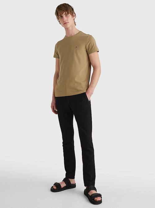 Tommy Hilfiger Stretch Organic Pamuklu Slim Fit Tişört Erkek Kahverengi | TH249GLO