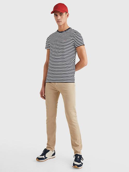 Tommy Hilfiger Stretch Organic Pamuklu Slim Fit Tişört Erkek Mavi | TH728RCB