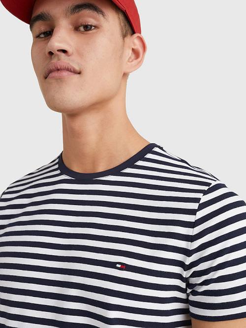 Tommy Hilfiger Stretch Organic Pamuklu Slim Fit Tişört Erkek Mavi | TH728RCB