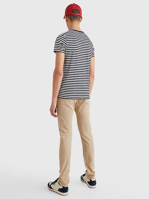 Tommy Hilfiger Stretch Organic Pamuklu Slim Fit Tişört Erkek Mavi | TH728RCB