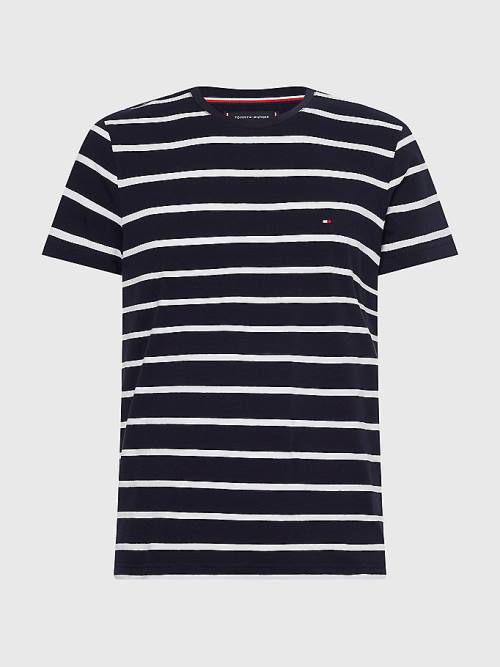 Tommy Hilfiger Stretch Organic Pamuklu Slim Fit Tişört Erkek Mavi | TH728RCB