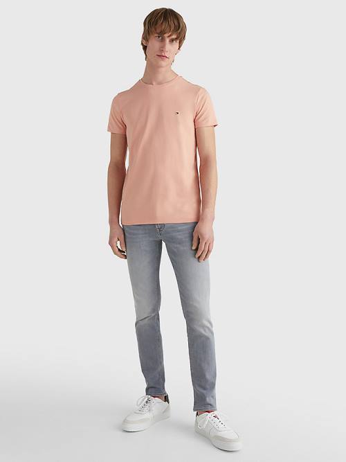 Tommy Hilfiger Stretch Organic Pamuklu Slim Fit Tişört Erkek Turuncu | TH863GMK