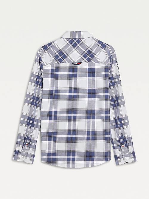 Tommy Hilfiger Stretch Oxford Pamuklu Check Gömlek Erkek Çocuk Mavi | TH054NFR