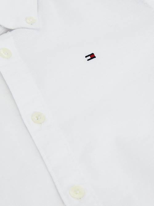 Tommy Hilfiger Stretch Oxford Pamuklu Gömlek Erkek Çocuk Beyaz | TH935UMQ