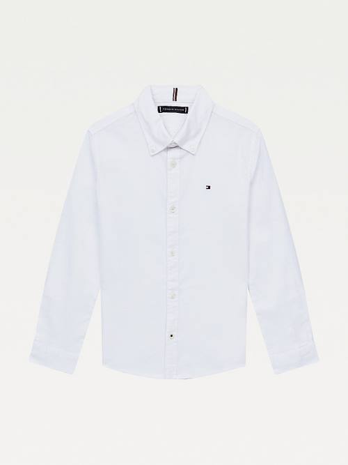 Tommy Hilfiger Stretch Oxford Pamuklu Shirt Tişört Kiz Çocuk Beyaz | TH563KGH