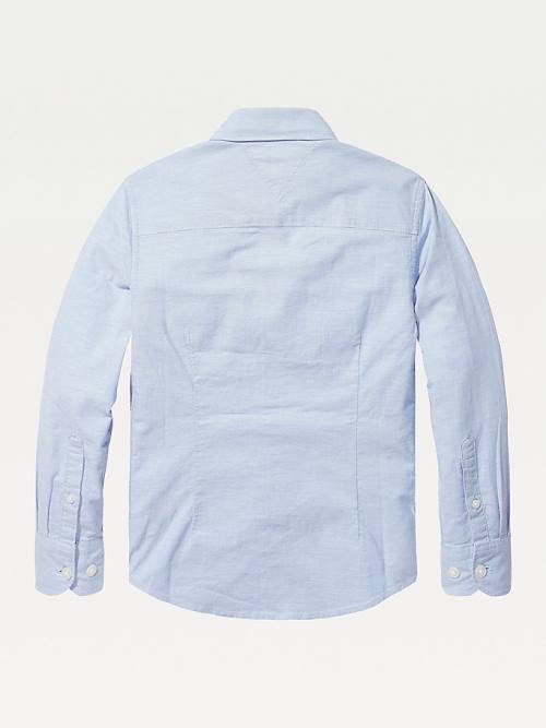 Tommy Hilfiger Stretch Oxford Shirt Tişört Kiz Çocuk Mavi | TH172TDP