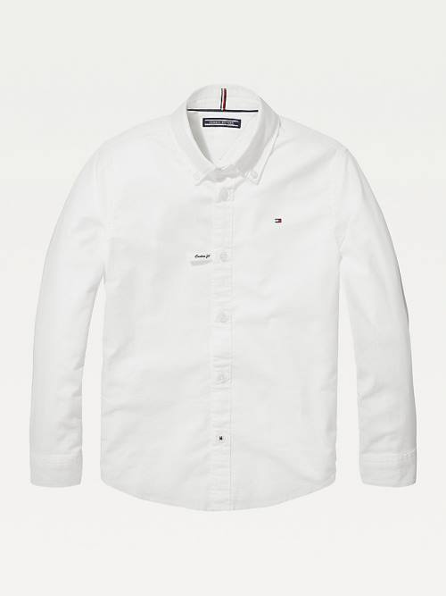 Tommy Hilfiger Stretch Oxford Shirt Tişört Kiz Çocuk Beyaz | TH765ZIU