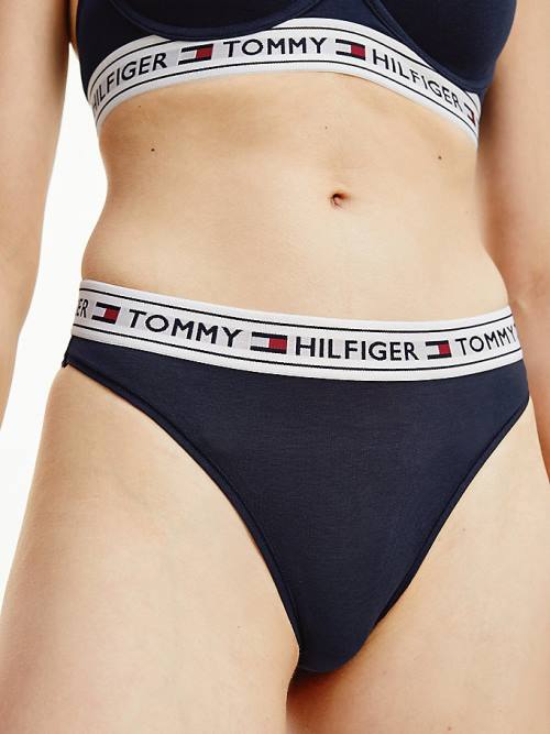 Tommy Hilfiger Stretch Pamuklu Brazilian Briefs İç Giyim Kadın Mavi | TH236MEJ