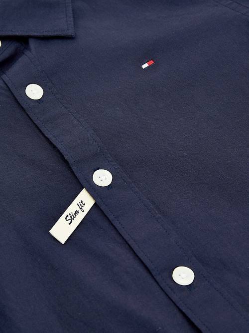 Tommy Hilfiger Stretch Pamuklu Poplin Gömlek Erkek Çocuk Mavi | TH980FGX