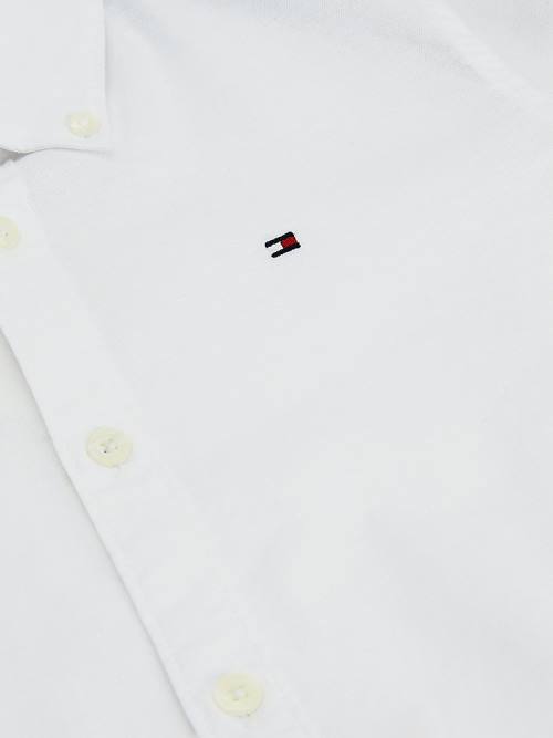 Tommy Hilfiger Stretch Pamuklu Poplin Shirt Tişört Kiz Çocuk Beyaz | TH486FXB