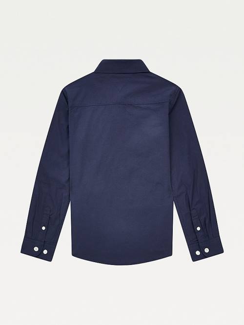 Tommy Hilfiger Stretch Pamuklu Poplin Shirt Tişört Kiz Çocuk Mavi | TH784XHW