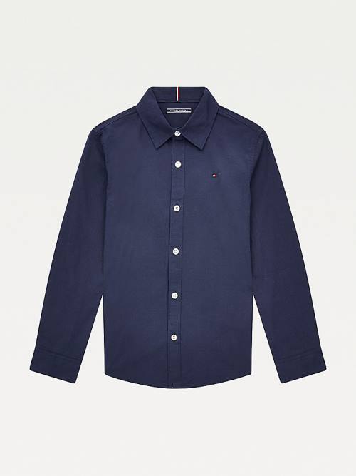 Tommy Hilfiger Stretch Pamuklu Poplin Shirt Tişört Kiz Çocuk Mavi | TH784XHW