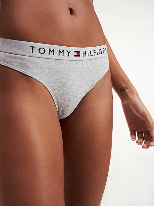 Tommy Hilfiger Stretch Pamuklu Tanga İç Giyim Kadın Gri | TH153BWN