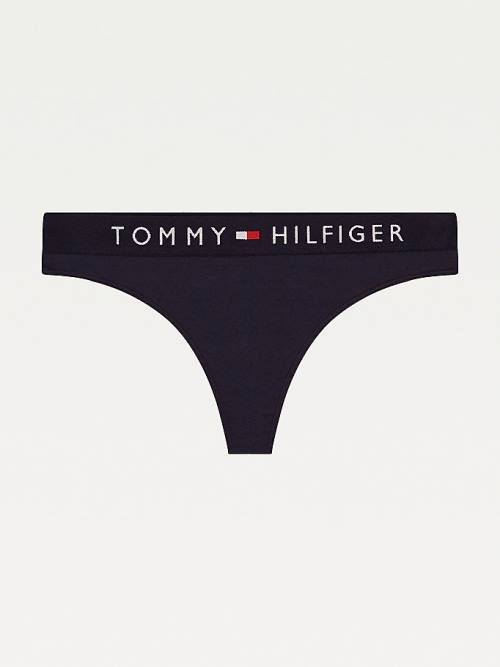 Tommy Hilfiger Stretch Pamuklu Tanga İç Giyim Kadın Mavi | TH697PTR