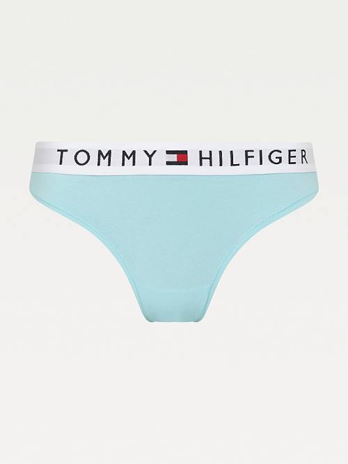 Tommy Hilfiger Stretch Pamuklu Tanga İç Giyim Kadın Mavi | TH714DZQ