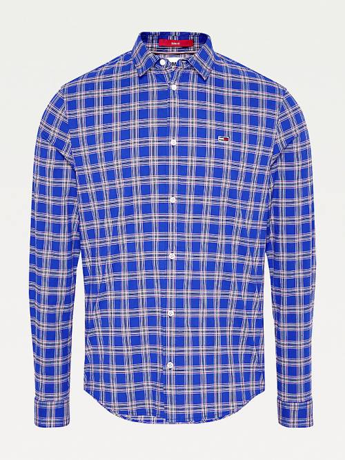 Tommy Hilfiger Stretch Poplin Check Gömlek Erkek Mor | TH169QSG