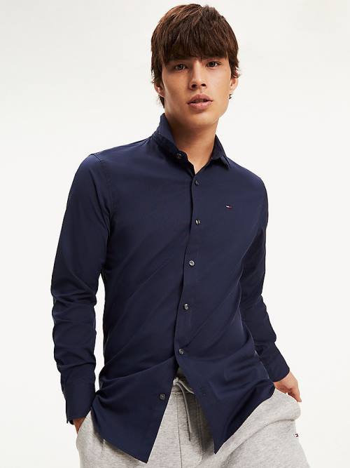 Tommy Hilfiger Stretch Slim Fit Gömlek Erkek Mavi | TH635GVM