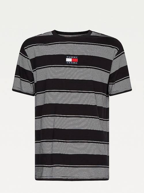 Tommy Hilfiger Stripe Badge Relaxed Fit Tişört Erkek Siyah | TH469MDY