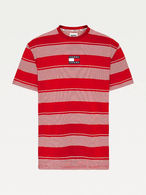 Tommy Hilfiger Stripe Badge Relaxed Fit Tişört Erkek Kırmızı | TH892MZF