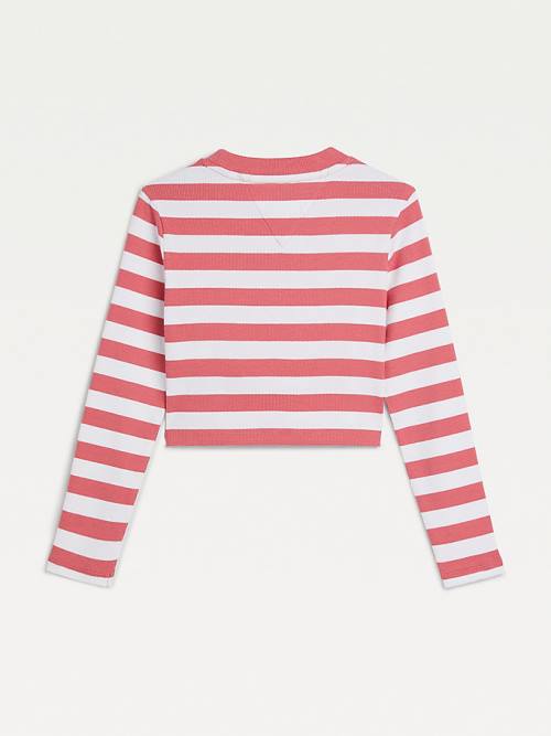 Tommy Hilfiger Stripe Crop Long Sleeve Tişört Kiz Çocuk Kırmızı | TH608OAU