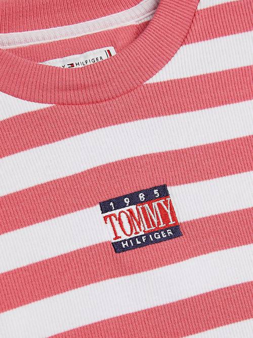 Tommy Hilfiger Stripe Crop Long Sleeve Tişört Kiz Çocuk Kırmızı | TH608OAU