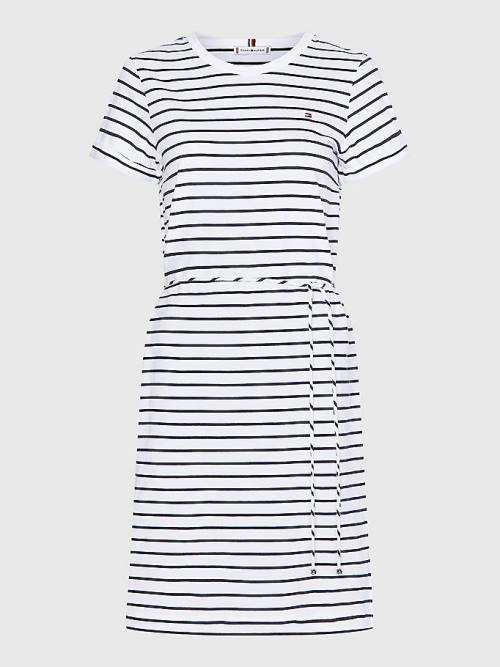 Tommy Hilfiger Stripe Elbise Kadın Beyaz | TH658RZE