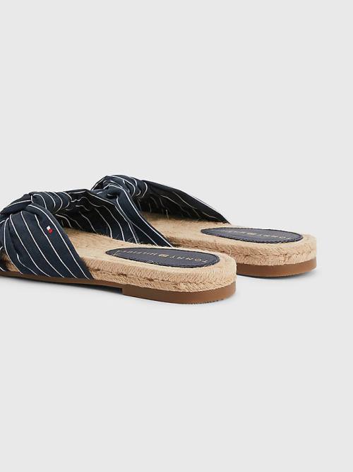 Tommy Hilfiger Stripe Espadril Düz Sandalet Kadın Mavi | TH605PGO