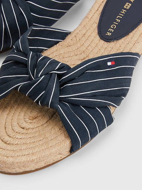 Tommy Hilfiger Stripe Espadril Düz Sandalet Kadın Mavi | TH605PGO