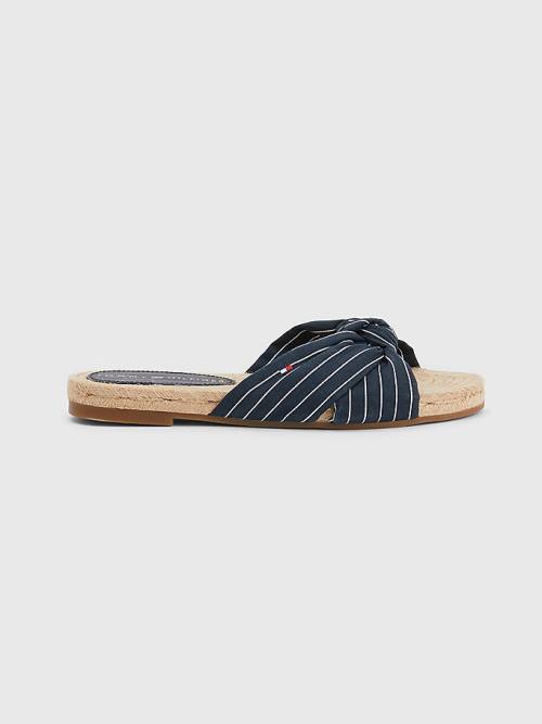 Tommy Hilfiger Stripe Espadril Düz Sandalet Kadın Mavi | TH605PGO