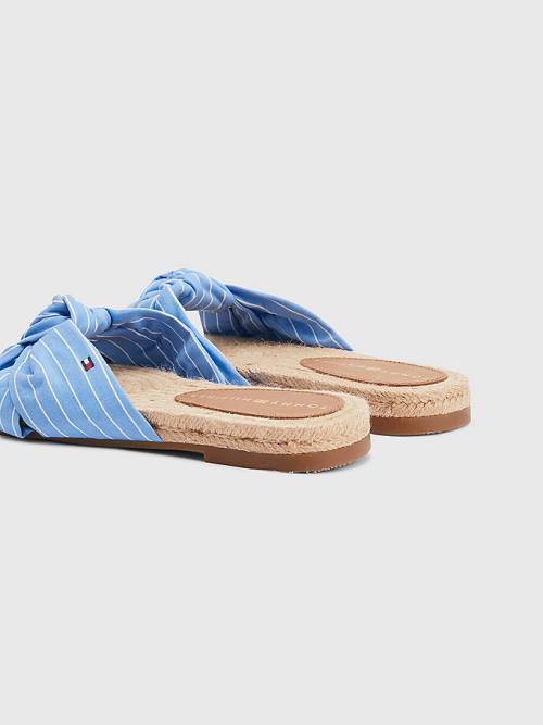 Tommy Hilfiger Stripe Espadril Düz Sandalet Kadın Mavi | TH714DEB