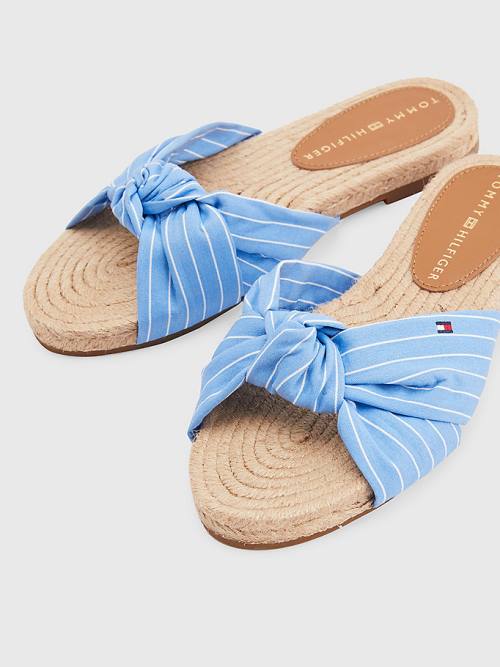 Tommy Hilfiger Stripe Espadril Düz Sandalet Kadın Mavi | TH714DEB