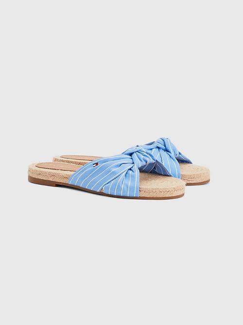 Tommy Hilfiger Stripe Espadril Düz Sandalet Kadın Mavi | TH714DEB