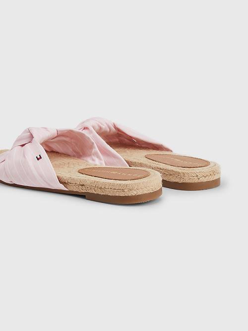 Tommy Hilfiger Stripe Espadril Düz Sandalet Kadın Pembe | TH851SUK