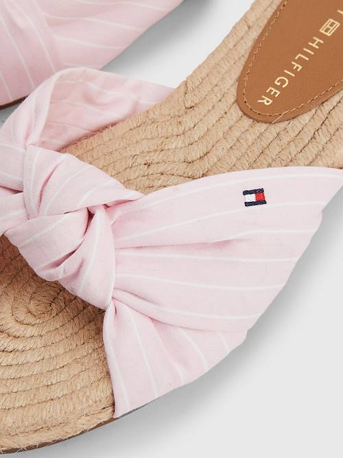 Tommy Hilfiger Stripe Espadril Düz Sandalet Kadın Pembe | TH851SUK