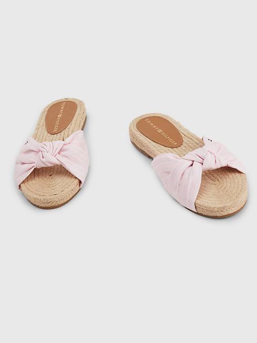 Tommy Hilfiger Stripe Espadril Düz Sandalet Kadın Pembe | TH851SUK