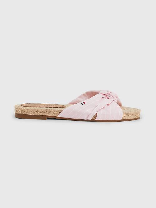 Tommy Hilfiger Stripe Espadril Düz Sandalet Kadın Pembe | TH851SUK