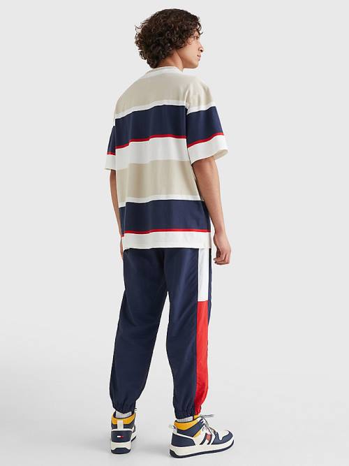 Tommy Hilfiger Stripe Organic Pamuklu Tişört Erkek Bej Rengi | TH072JQC