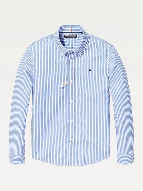 Tommy Hilfiger Stripe Oxford Gömlek Erkek Çocuk Mavi | TH048BFE