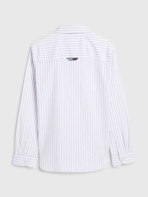 Tommy Hilfiger Stripe Oxford Gömlek Erkek Çocuk Beyaz | TH654KEJ