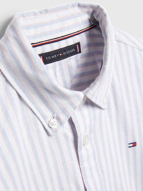 Tommy Hilfiger Stripe Oxford Gömlek Erkek Çocuk Beyaz | TH654KEJ