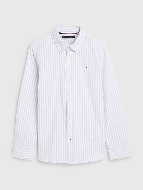 Tommy Hilfiger Stripe Oxford Gömlek Erkek Çocuk Beyaz | TH654KEJ