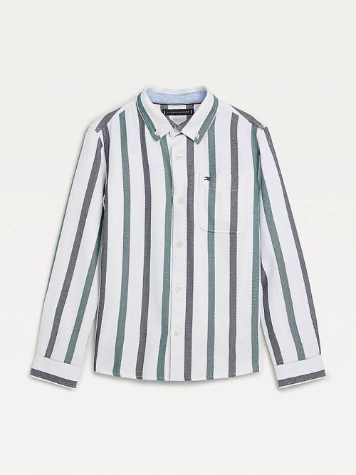 Tommy Hilfiger Stripe Patch Pocket Gömlek Erkek Çocuk Beyaz | TH279EJM