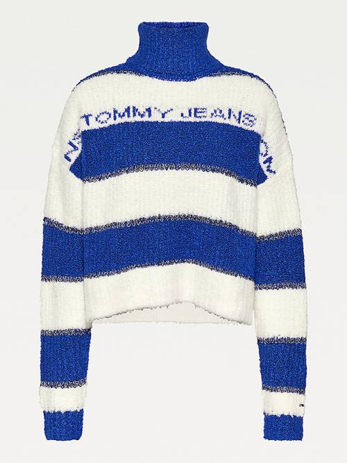 Tommy Hilfiger Stripe Turtleneck Jumper Kazak Kadın Mor | TH043WYI