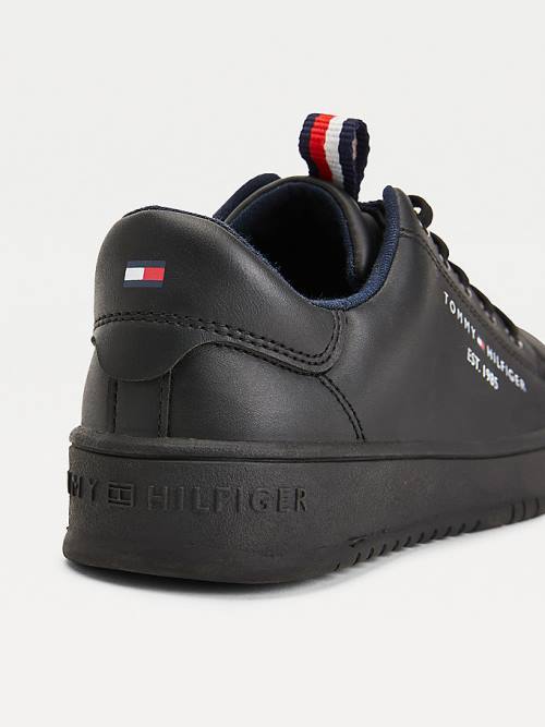 Tommy Hilfiger Stripe Webbing Low-Top Spor Ayakkabı Erkek Çocuk Siyah | TH603ROC